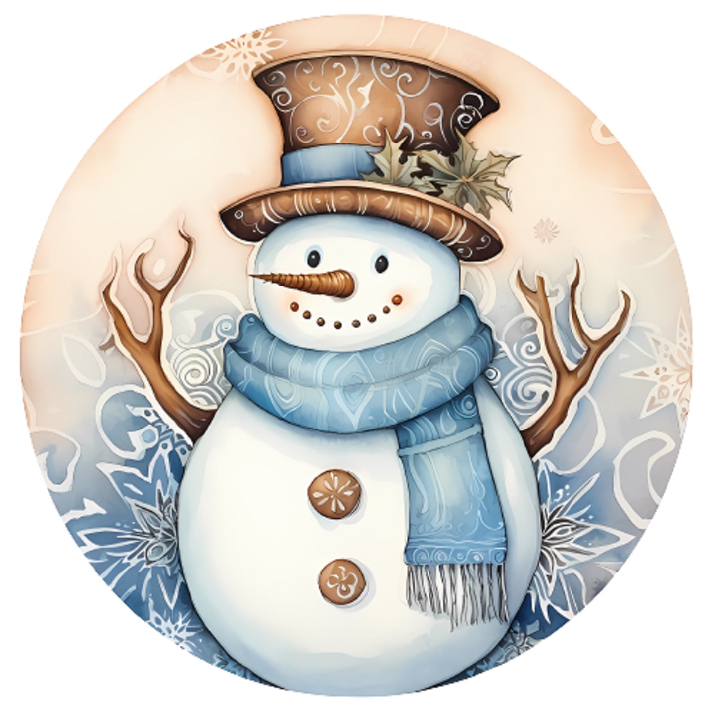Nostalgischer Schneemann - rundes Bild