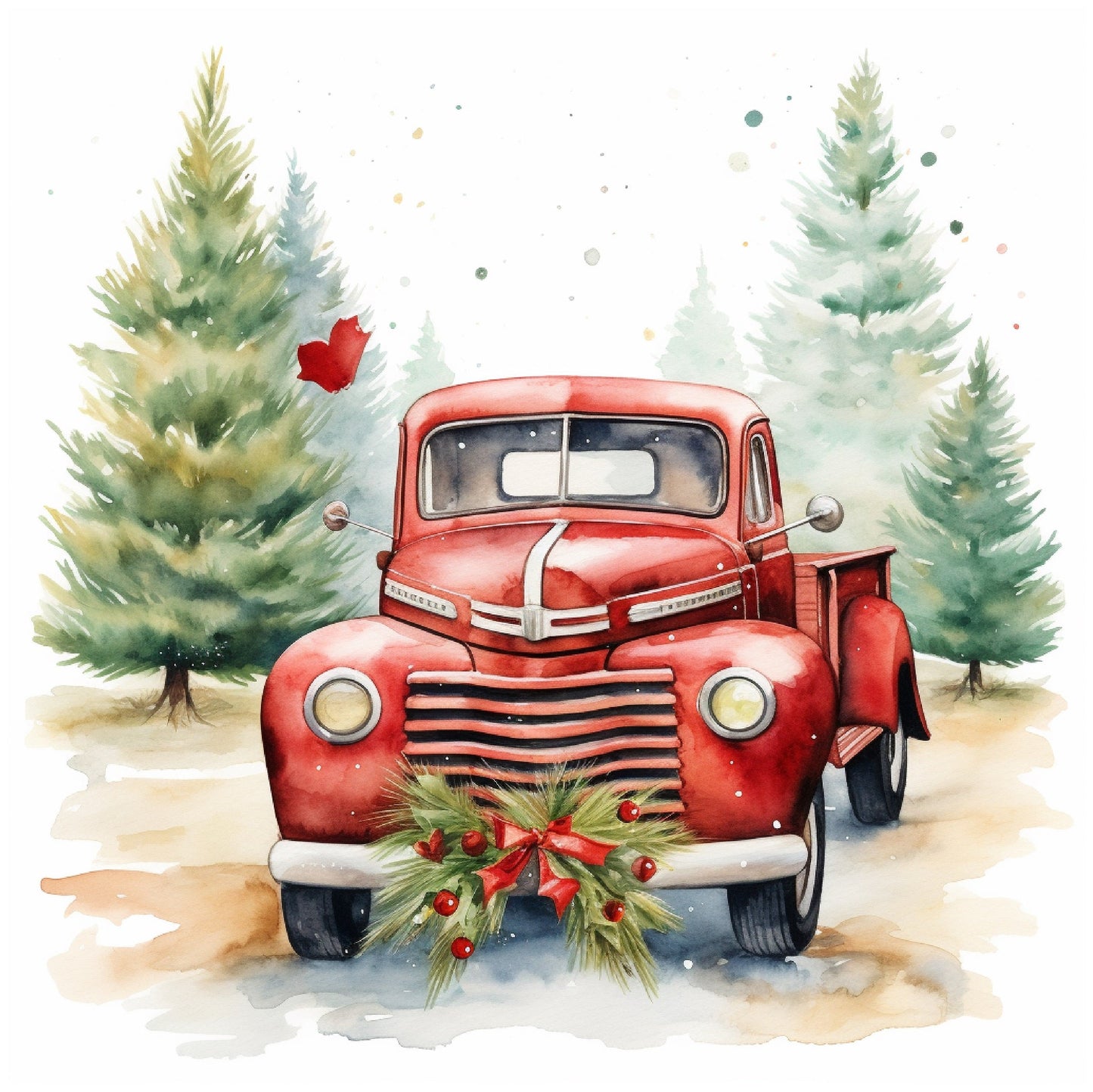 Aufbügelbild Retro Christmas Truck - viele Motive in fünf Größen