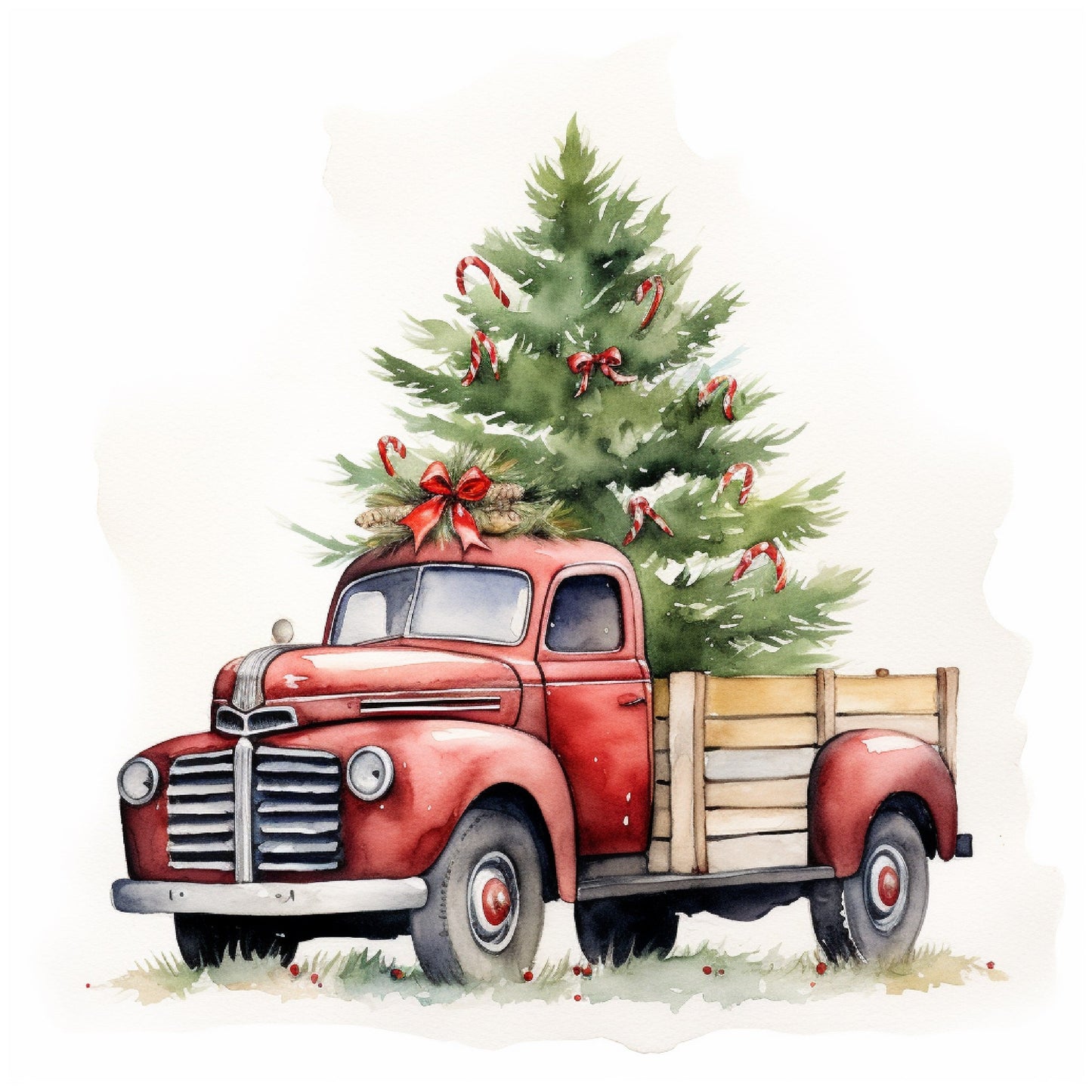 Aufbügelbild Retro Christmas Truck - viele Motive in fünf Größen