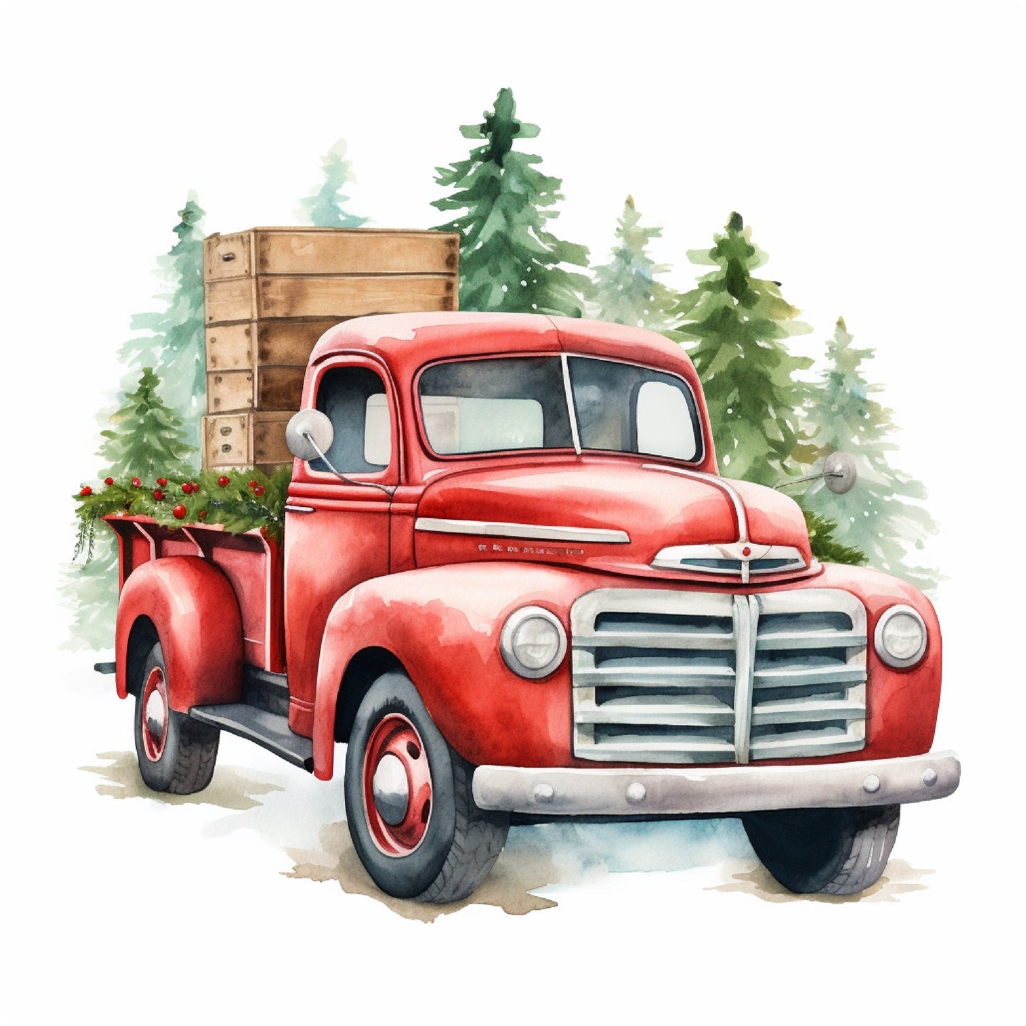 Aufbügelbild Retro Christmas Truck - viele Motive in fünf Größen