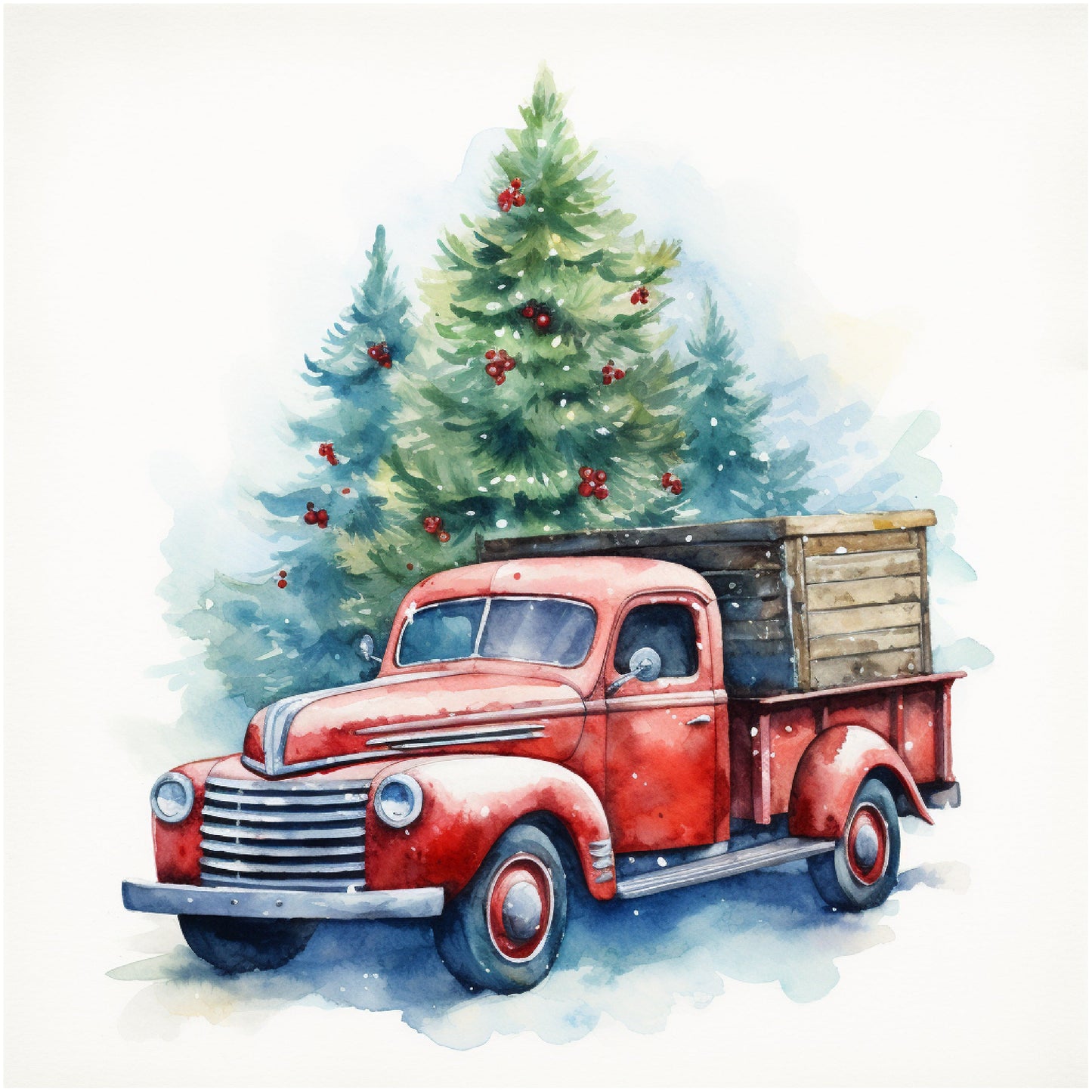 Aufbügelbild Retro Christmas Truck - viele Motive in fünf Größen