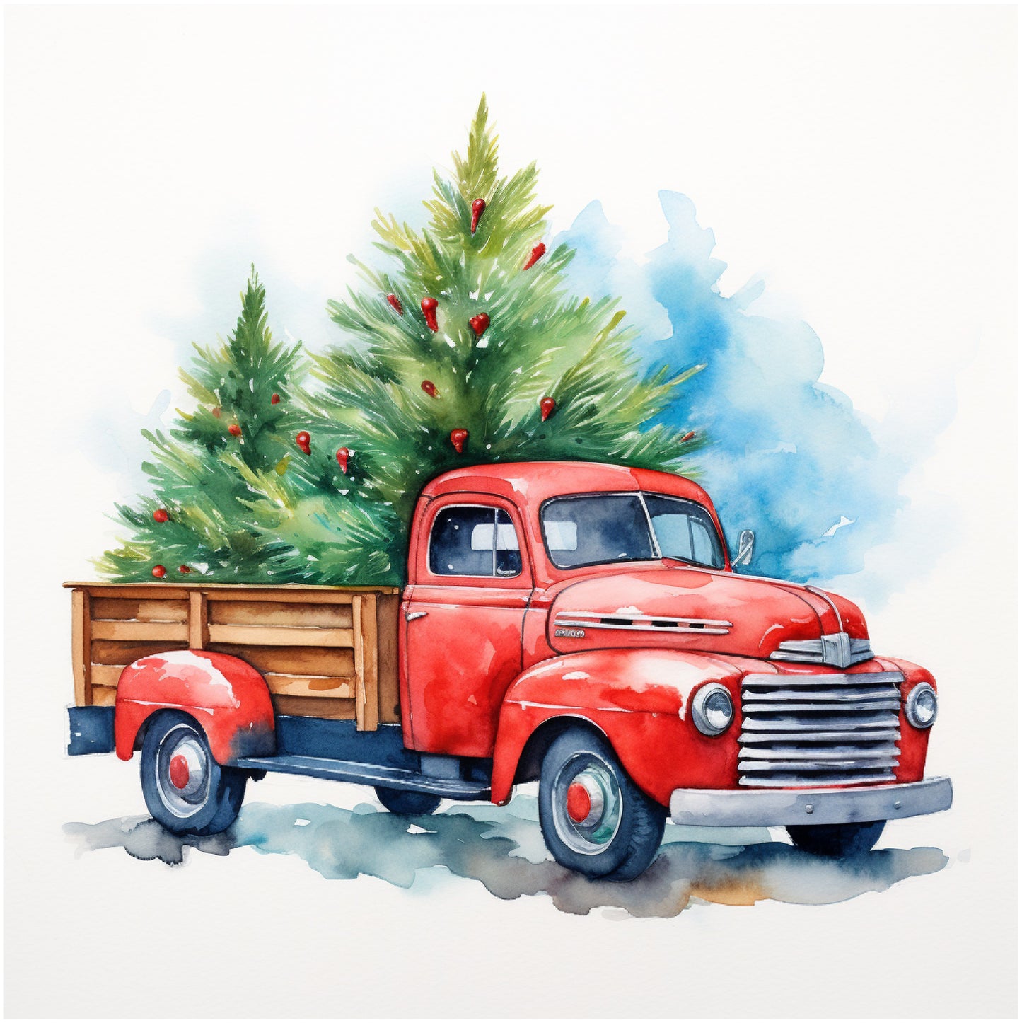 Aufbügelbild Retro Christmas Truck - viele Motive in fünf Größen